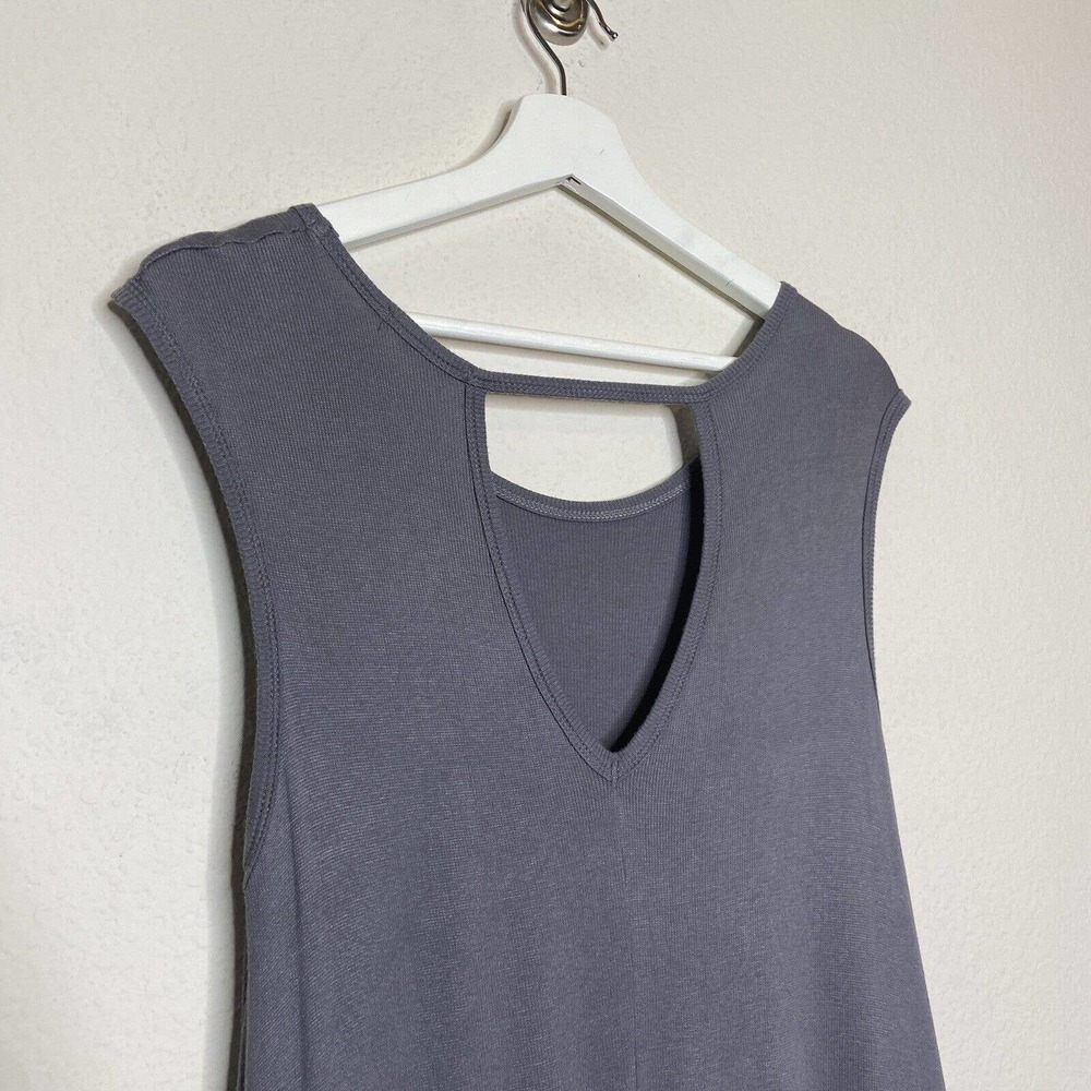 Everly Open Back Micro Ribbed Gray Dress M - Picture 7 of 9